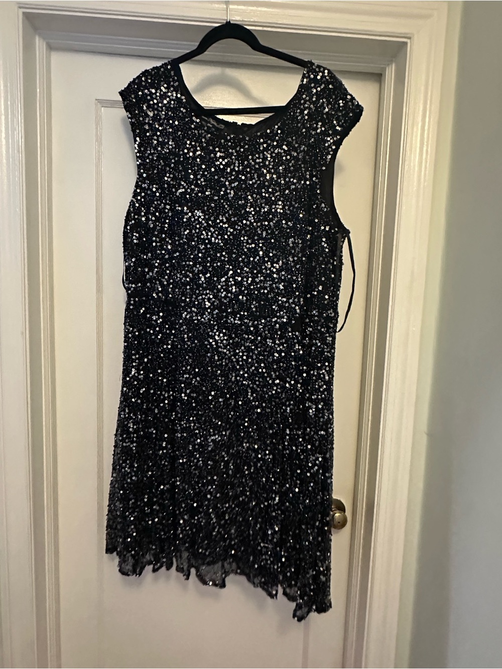 Pisarro Nights Black Sequin Cap Sleeve Mini Dress